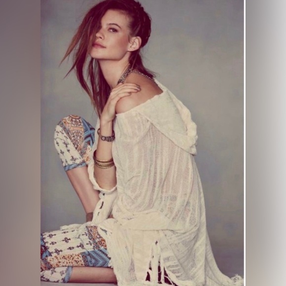 Free People Hooded Fringe Poncho XS/S - Picture 3 of 11